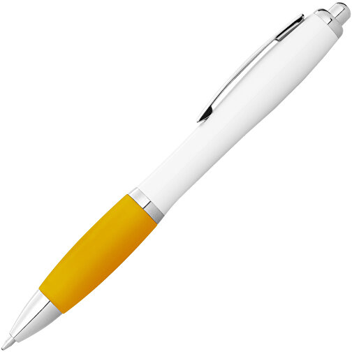 Nash Kugelschreiber Weiß Mit Farbigem Griff , weiß / gelb, ABS Kunststoff, 14,00cm (Länge), Bild 3
