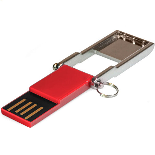 USB-Stick TINY 8GB , Promo Effects MB , silber / rot MB , 8 GB , Zinklegierung MB , 3 - 10 MB/s MB , 3,00cm x 0,40cm x 1,60cm (Länge x Höhe x Breite), Bild 3