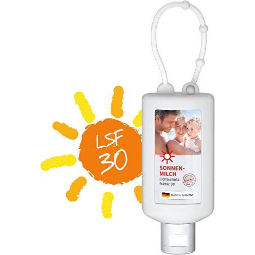 Sonnenmilch LSF 30, 50 Ml Bumper Frost, Body Label (R-PET) , weiß, Kunststoff (100% recycelt), Folie, Silikon, 2,20cm x 12,00cm x 4,70cm (Länge x Höhe x Breite), Bild 1