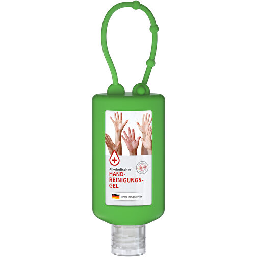 Gel limpiador de manos, 50 ml Bumper verde, Body Label (R-PET), Imagen 1