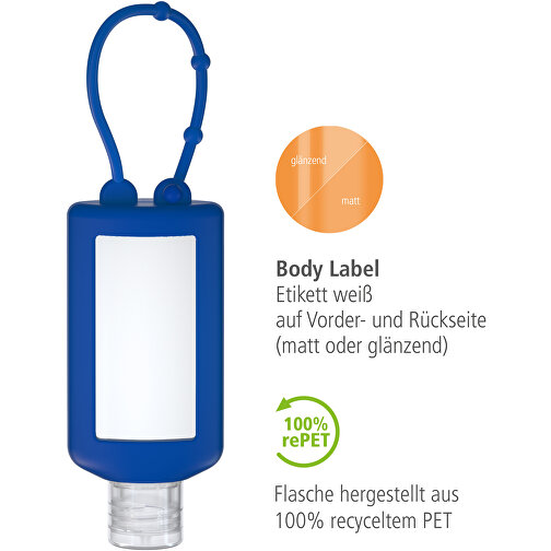 Gel limpiador de manos, 50 ml Bumper azul, Body Label (R-PET), Imagen 3
