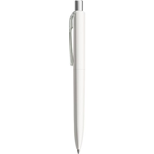 Prodir DS8 PMM Push Kugelschreiber , Prodir, weiss/silber satiniert, Kunststoff/Metall, 14,10cm x 1,50cm (Länge x Breite), Bild 2