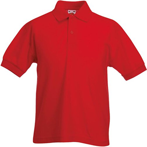 Kids 65/35 Pique Polo , Fruit of the Loom, rot, 35 % Baumwolle / 65 % Polyester, 128, , Bild 1