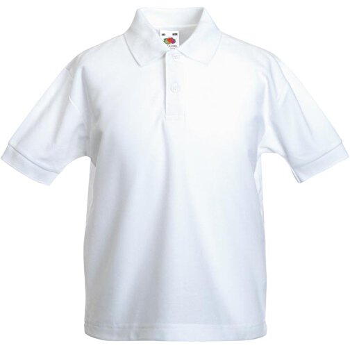 Kids 65/35 Pique Polo , Fruit of the Loom, weiss, 35 % Baumwolle / 65 % Polyester, 128, , Bild 1