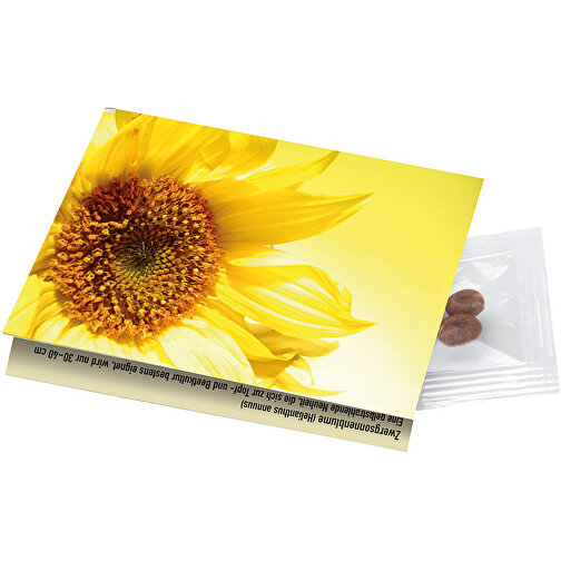 Klappkärtchen Sonne , gelb, Papier, Folie, Samen, 9,00cm x 6,00cm (Länge x Breite), Bild 1