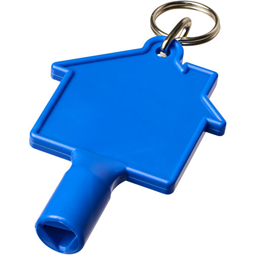 Maximilian Universalschlüssel In Hausform Als Schlüsselanhänger , blau, HIPS Kunststoff, Metall, 7,60cm x 1,40cm x 5,00cm (Länge x Höhe x Breite), Bild 1