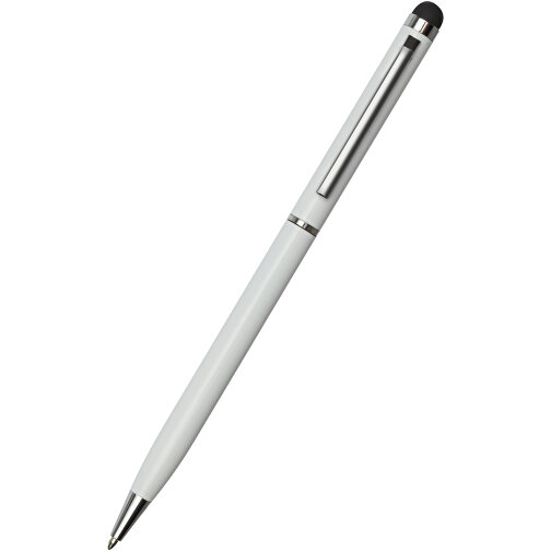 Kugelschreiber CLIC CLAC-MACEIÓ , ClicClac, weiß, Aluminium, Metall, 13,50cm x 0,80cm x 1,00cm (Länge x Höhe x Breite), Bild 1