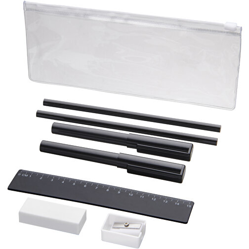 Mindy 8-teiliges Federmäppchen-Set , schwarz, ABS-, ASS- und PS-Kunststoff, 0,20cm x 21,00cm x 9,00cm (Länge x Höhe x Breite), Bild 2
