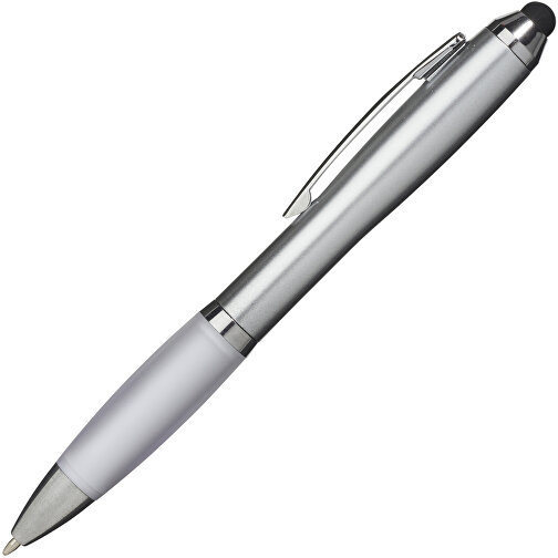 Nash Stylus Kugelschreiber Silbern Mit Farbigem Griff , silber / weiß, ABS Kunststoff, 13,70cm (Länge), Bild 2