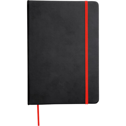 Notizbuch LECTOR Im DIN-A6-Format , rot, schwarz, Papier / PU, 14,00cm x 1,30cm x 9,10cm (Länge x Höhe x Breite), Bild 1