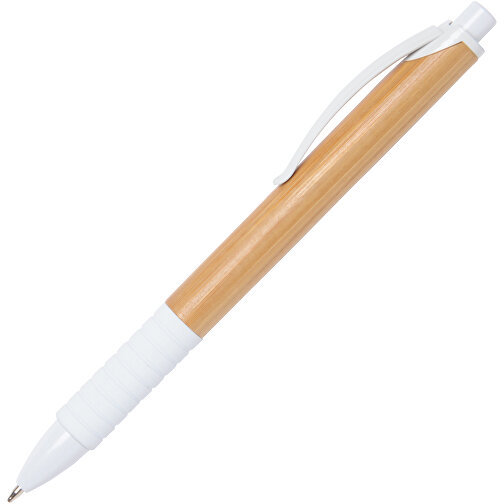 Kugelschreiber BAMBOO RUBBER , braun, weiß, Bambus / Kunststoff, 14,30cm (Länge), Bild 2