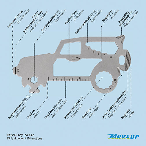 ROMINOX® Key Tool // SUV - 19 Features (Auto) , Edelstahl, 7,40cm x 0,23cm x 3,60cm (Länge x Höhe x Breite), Bild 9