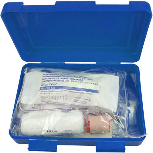 Notfall-Set 'Box', Groß , standard-blau PP, Kunststoff, 18,00cm x 4,50cm x 12,50cm (Länge x Höhe x Breite), Bild 1
