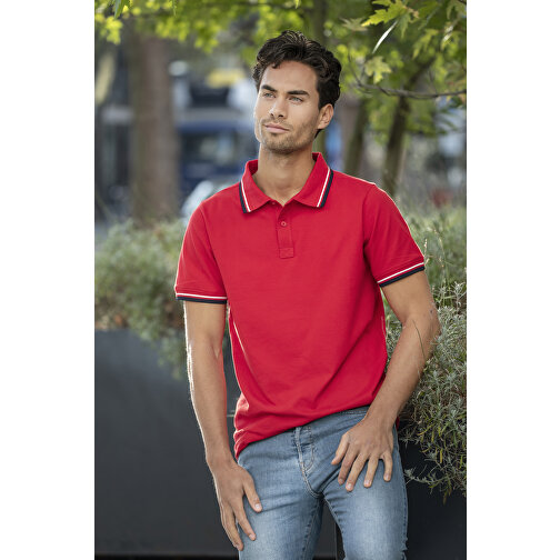 Fairfield Poloshirt Mit Weißem Rand Für Herren , rot, Piqué Strick 100% BCI Baumwolle, 180 g/m2, XXL, , Bild 5