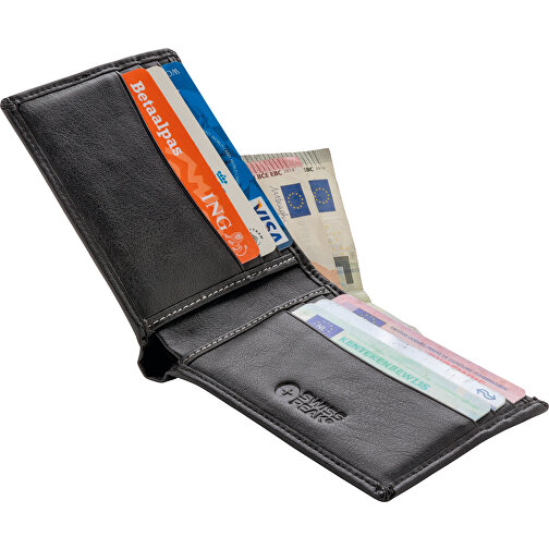 RFID Anti-Skimming Portemonnaie, Schwarz , schwarz, PU, 0,60cm x 8,30cm (Länge x Höhe), Bild 2