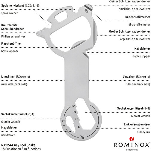 ROMINOX® Key Tool Snake (18 Funktionen) , Edelstahl, 7,00cm x 0,23cm x 3,20cm (Länge x Höhe x Breite), Bild 9