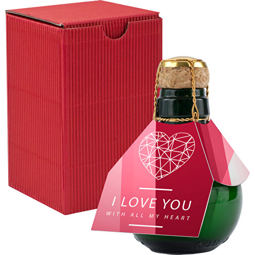 Kleinste Sektflasche Der Welt! I Love U - Inklusive Geschenkkarton In Rot , rot, Glas, 7,50cm x 12,00cm x 7,50cm (Länge x Höhe x Breite), Bild 1