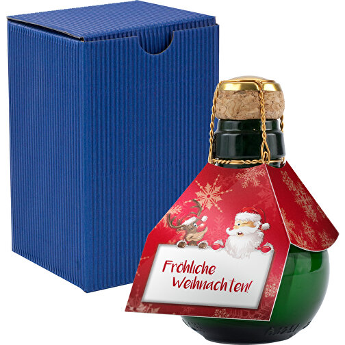 Kleinste Sektflasche Der Welt! Fröhliche Weihnachten - Inklusive Geschenkkarton In Blau , blau, Glas, 7,50cm x 12,00cm x 7,50cm (Länge x Höhe x Breite), Bild 1