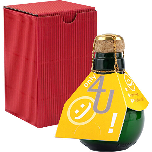 Kleinste Sektflasche Der Welt! Only 4 U - Inklusive Geschenkkarton In Rot , rot, Glas, 7,50cm x 12,00cm x 7,50cm (Länge x Höhe x Breite), Bild 1