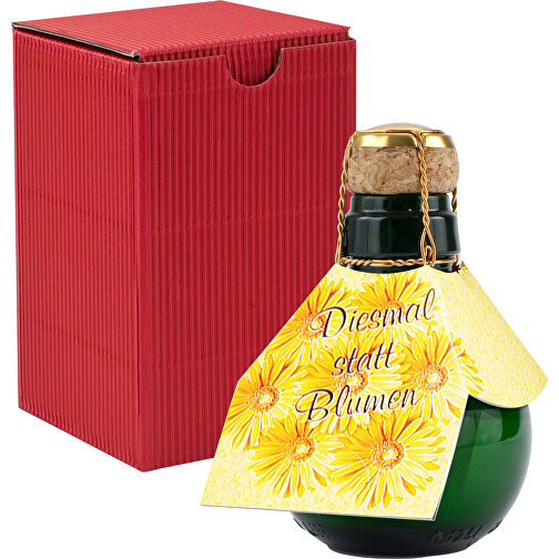 Kleinste Sektflasche Der Welt! Diesmal Statt Blumen - Inklusive Geschenkkarton In Rot , rot, Glas, 7,50cm x 12,00cm x 7,50cm (Länge x Höhe x Breite), Bild 1