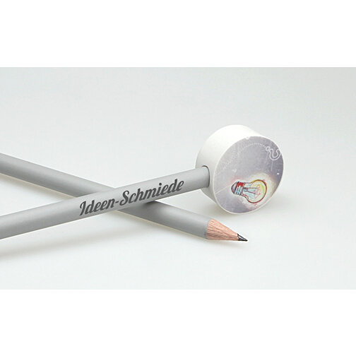 Aufsteck Radiergummi Für Bleistifte, Rund , weiß, TPE, 2,90cm x 1,30cm x 2,90cm (Länge x Höhe x Breite), Bild 2