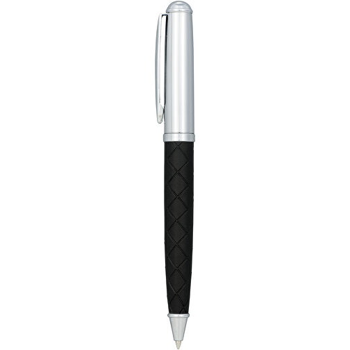 Fidelio Kugelschreiber , schwarz / silber, Metall, Lederimitat, 13,50cm (Länge), Bild 2