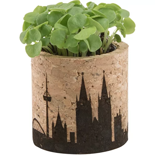 Pot rond en liège avec graines - Cresson de jardin,Gravure laser 360°, Image 2