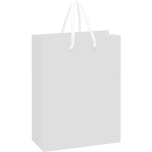 Laminierte Papiertasche, Mittel , weiß, Papier, 24,00cm x 30,00cm x 10,00cm (Länge x Höhe x Breite), Bild 1