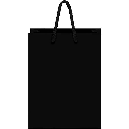Laminierte Papiertasche, Mittel , schwarz, Papier, 24,00cm x 30,00cm x 10,00cm (Länge x Höhe x Breite), Bild 4
