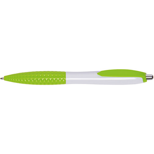 Kugelschreiber JUMP , apfelgrün, weiss, Kunststoff, 14,00cm (Länge), Bild 3