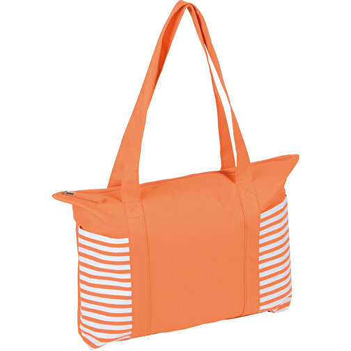 Shopper TWIN , orange, weiß, 600D Polyester, 44,00cm x 8,50cm x 31,50cm (Länge x Höhe x Breite), Bild 1