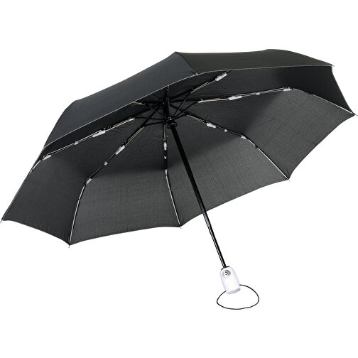 Vollautomatischer Windproof-Taschenschirm STREETLIFE , schwarz, weiss, Metall / Fiberglas / Polyester, , Bild 1