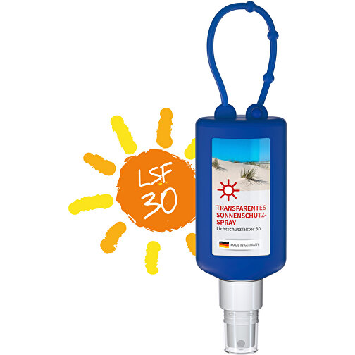Sonnenschutzspray (LSF50), 50 Ml Bumper Blau, Body Label (R-PET) , blau, Kunststoff (100% recycelt), Folie, Silikon, 2,20cm x 14,00cm x 4,70cm (Länge x Höhe x Breite), Bild 1