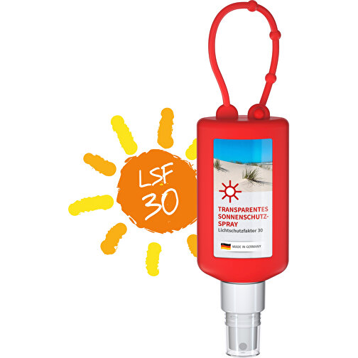 Sonnenschutzspray (LSF 50), 50 Ml Bumper Rot, Body Label (R-PET) , rot, Kunststoff (100% recycelt), Folie, Silikon, 2,20cm x 14,00cm x 4,70cm (Länge x Höhe x Breite), Bild 1