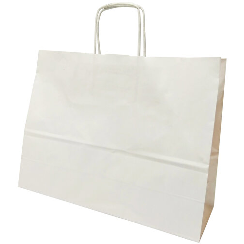 Krafttaschen Weißes Papier, Gedrehte Griffe , weiß, Papier, 32,00cm x 24,00cm x 10,00cm (Länge x Höhe x Breite), Bild 1