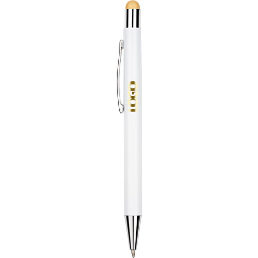 Kugelschreiber Philadelphia , Promo Effects, weiß/gold, Aluminium, 13,50cm x 0,80cm (Länge x Breite), Bild 4