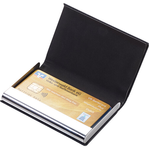 TROIKA Kreditkartenetui MARBLE SAFE , Troika, schwarz, Kunstleder, Metall, 9,50cm x 1,40cm x 6,40cm (Länge x Höhe x Breite), Bild 3