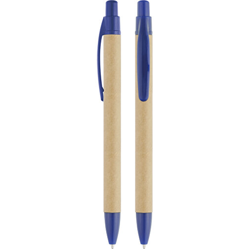 Druckkugelschreiber Karton , beige, blau, ABS+PAP, 14,00cm (Länge), Bild 1