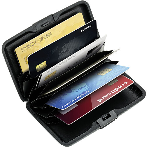 Kartenetui Mit RFID-Ausleseschutz RE98-KENITRA , Re98, schwarz, Kunststoff, Aluminium, 10,50cm x 1,50cm x 7,50cm (Länge x Höhe x Breite), Bild 1