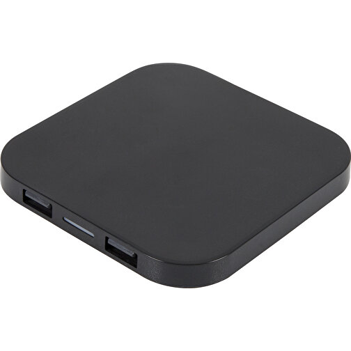 Kabelloses Ladepad Inklusive 2 USB-Anschlüssen (5W) , schwarz, ABS, 0,90cm x 9,00cm x 9,00cm (Länge x Höhe x Breite), Bild 1