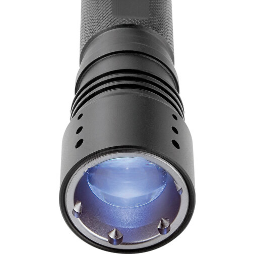 Metmaxx® LED MegaBeam Taschenlampe 'PowerFocus5Watt' Schwarz , Metmaxx, schwarz / silber, Aluminium, 12,50cm x 3,50cm x 3,50cm (Länge x Höhe x Breite), Bild 2