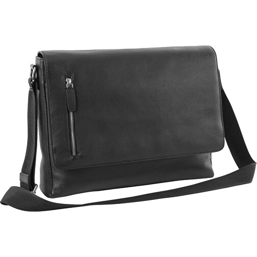 Business Überschlagtasche , schwarz, Seta-Rindnappaleder, 38,00cm x 9,00cm x 30,00cm (Länge x Höhe x Breite), Bild 1