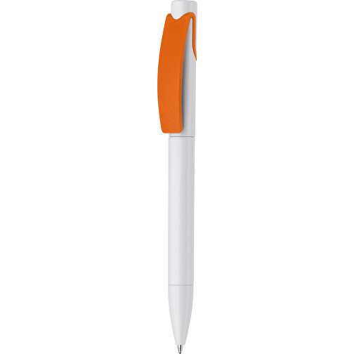 Kugelschreiber Punto , weiss / orange, ABS, 14,70cm (Länge), Bild 1