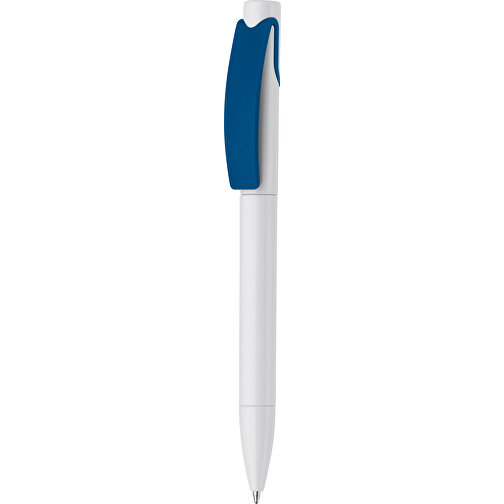 Kugelschreiber Punto , weiss / blau, ABS, 14,70cm (Länge), Bild 1