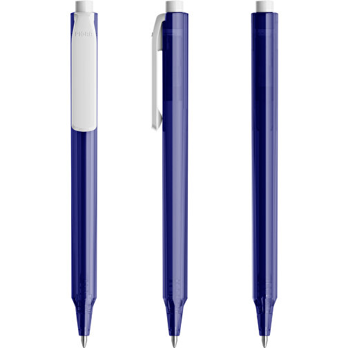Pigra P04 Push Kugelschreiber , blau / weiß, ABS-Kunststoff, 14,10cm x 1,40cm (Länge x Breite), Bild 6