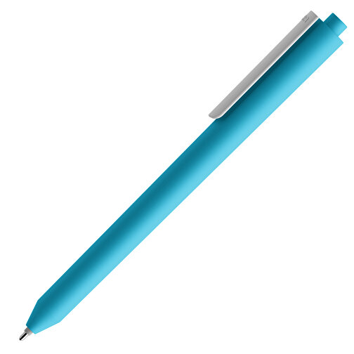 Pigra P03 Push Kugelschreiber , hellblau / weiss, ABS-Kunststoff, 14,00cm x 1,30cm (Länge x Breite), Bild 4