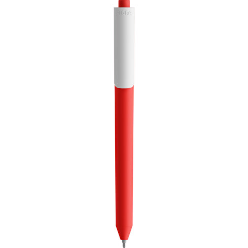 Pigra P03 Push Kugelschreiber , rot / weiß, ABS-Kunststoff, 14,00cm x 1,30cm (Länge x Breite), Bild 3