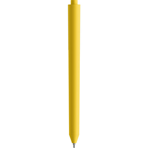 Pigra P03 Push Kugelschreiber , gelb / weiss, ABS-Kunststoff, 14,00cm x 1,30cm (Länge x Breite), Bild 2