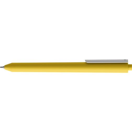 Pigra P03 Push Kugelschreiber , gelb / weiss, ABS-Kunststoff, 14,00cm x 1,30cm (Länge x Breite), Bild 5