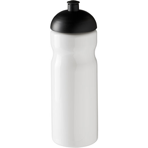 H2O Active® Base 650 Ml Sportflasche Mit Stülpdeckel , weiß / schwarz, PET Kunststoff, 90% PP Kunststoff, 10% TPE Kunststoff, 22,30cm (Höhe), Bild 1
